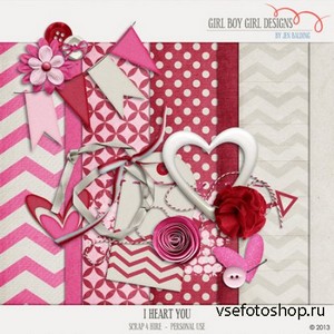 Scrap Set - I Heart You PNG and JPG Files
