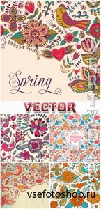       / Vector background with colorful flower designs