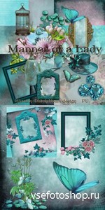 Scrap Set - Manner of a Lady PNG and JPG Files