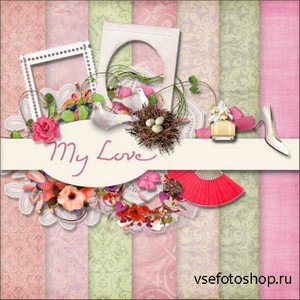 Scrap Kit - My Love PNG and JPG Files