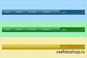 PSD Web Design - Colorful menu - Blue, Yellow, Green