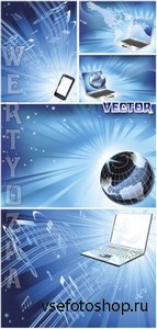  , ,  / Modern technology, laptop, smart phone - vector clipart