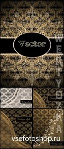       / Vintage vector background with golden ornaments