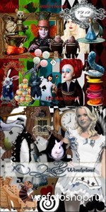 Scrap Set - Alice in Wonderland PNG and JPG Files