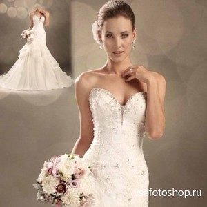 Красивая невеста в платье - шаблон для фото