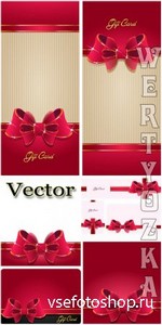 Малиновые поздравительные карточки с лентами / Gift card  with ribbons - ve ...