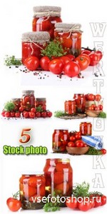 Томаты, консервация / Tomatoes, canned - Raster clipart