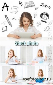 Девочка с книжкой / Girl with the book - Raster clipart