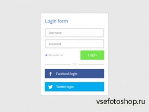 PSD Web Design - Login box with social buttons