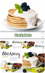 ,    / Breakfast, pancakes with blackberry - Raster cl ...