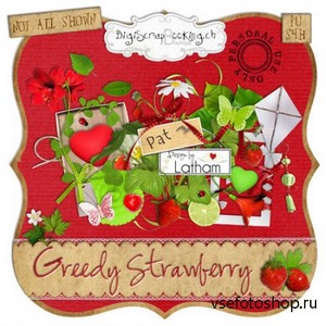 Scrap Kit - Greedy Strawberry PNG and JPG Files