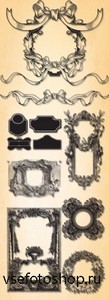 Frames notch graphics set of design elements for collages