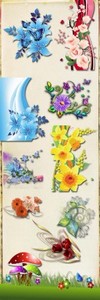 Floral Decor for Collages PNG Files