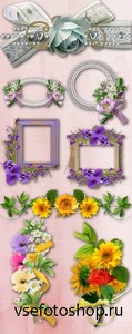 Set of Elements for Design Photo Books and Photo frames Flower