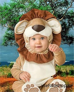 Детский фотошаблон львёнка - А ты кто?