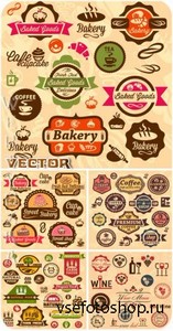 Продуктовые ретро этикетки / Retro food labels - vector