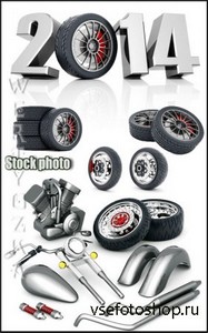 Авто запчасти, автомобильные шины / Auto parts, tires - Raster clipart