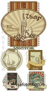 Винные ретро этикетки / Wine vintage labels - vector clipart