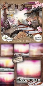 Scrap Set - Sunset Beach PNG and JPG Files