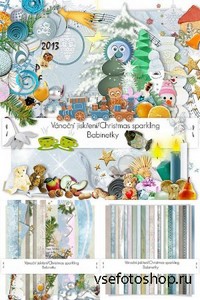Scrap Set - Christmas Sparkling PNG and JPG Files