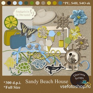 Scrap Set - Sandy Beach House PNG and JPG Files