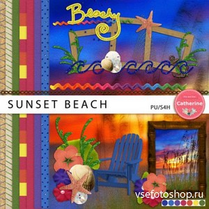 Scrap Kit - Sunset Beach PNG and JPG Files