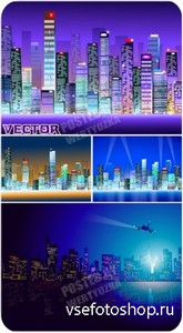     ,  / Vector background with night city