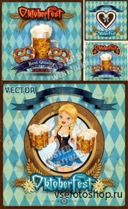 ,     / Beer, a girl with glasses of beer - vector