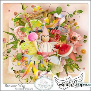 Красивый цветочный скрап-комплект - Летний путь
