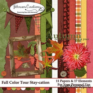 Scrap Set - Fall Color Tour Stay - cation PNG and JPG Files