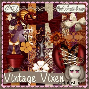 Scrap Set - Vintage Vixen PNG and JPG Files