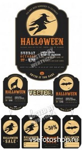 Хэллоуин, скидочные карточки / Halloween, discount cards - Stock Vector