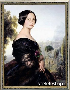 Шаблон  женский - Портрет с пейзажем
