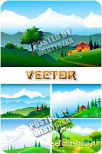    / Natural mountain scenery - stock vector