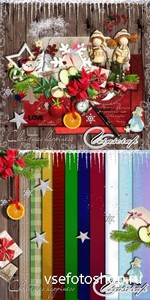 Scrap Set - Christmas Happiness PNG and JPG Files
