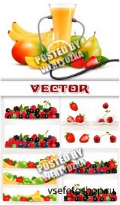    ,  / Fruit and fresh juice, banners - stock vecto ...