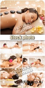  ,   / Spa treatments, massage stones - stock photos