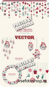 Винтажные новогодние гирлянды / Vintage Christmas garland - stock vector