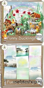 Scrap Set - Funny Ducklings PNG and JPG Files