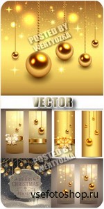    / Golden Christmas balls - vector stock