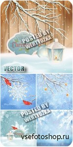 ,   / Christmas, winter landscapes - stock vector