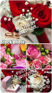 Свадебные цветы и обручальные кольца / Wedding flowers - stock photos