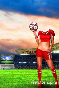 Фотошаблон для девушек-на поле с мячом