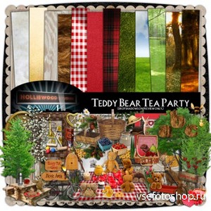 Scrap Set - Teddy Bear Tea Party PNG and JPG Files