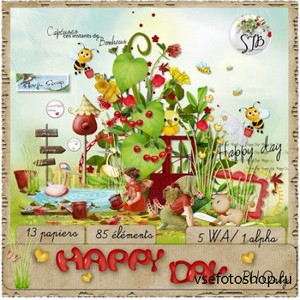 Scrap Kit - Happy Day PNG and JPG Files