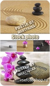       / Spa background with orchids and stones - s ...
