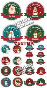       ,    / Christmas and New Year stickers  - stock vector