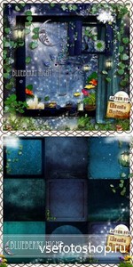 Scrap Set - Blueberry Night PNG and JPG Files