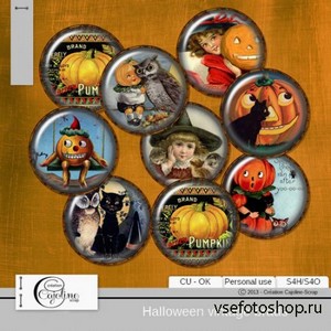 Halloween Vintage Brads PNG Files