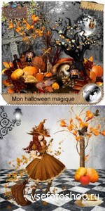 Scrap Kit - Mon Halloween Magique PNG and JPG Files